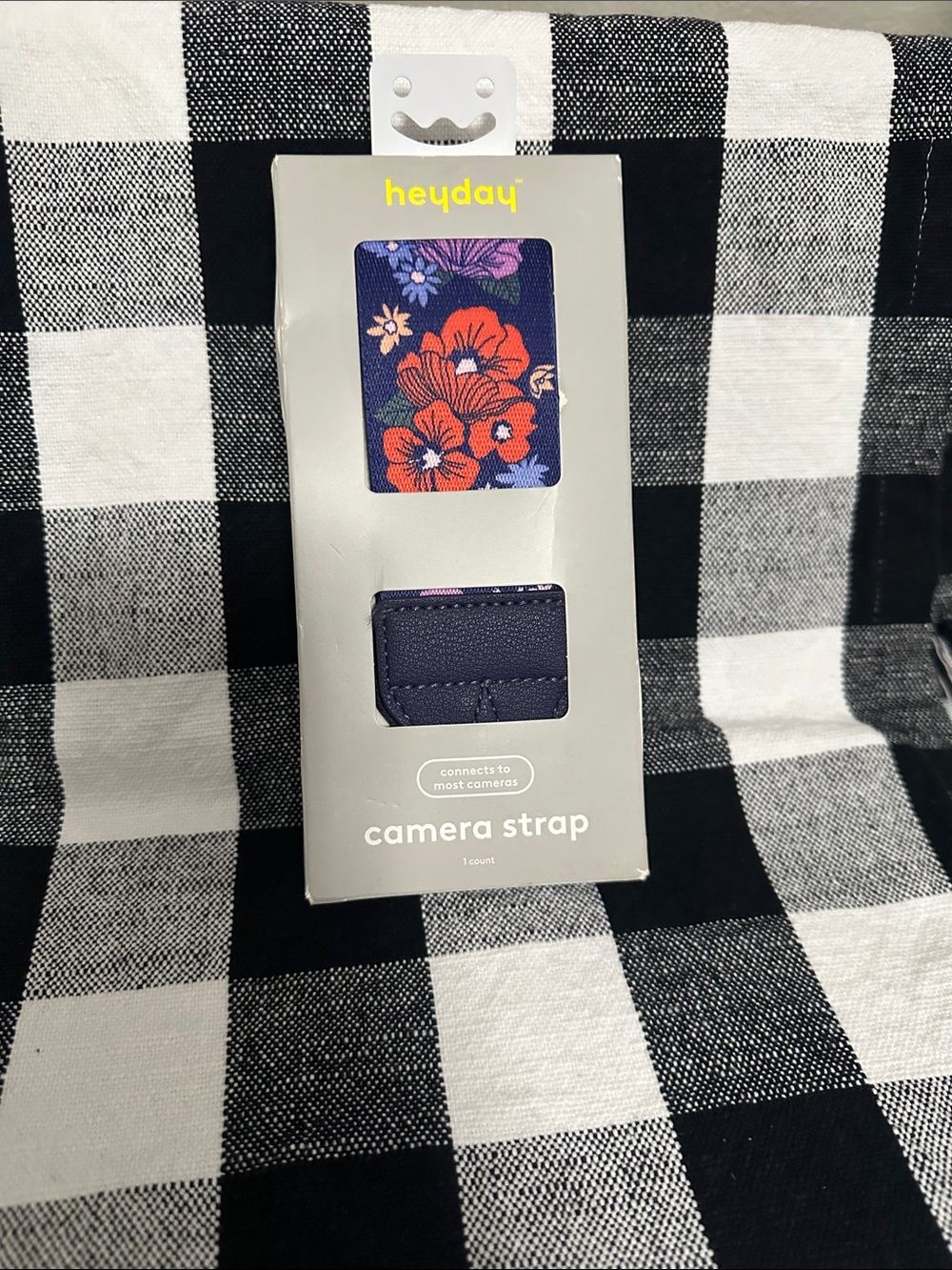 heyday Navy Camera Strap with Orange, purple and blue Floral Pattern NWT